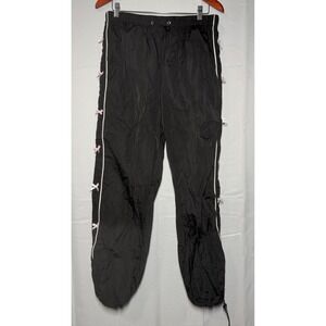 Coco & Shay Track Pants XL Black Pink Bow Side Stripe Bungee Hem JB2191